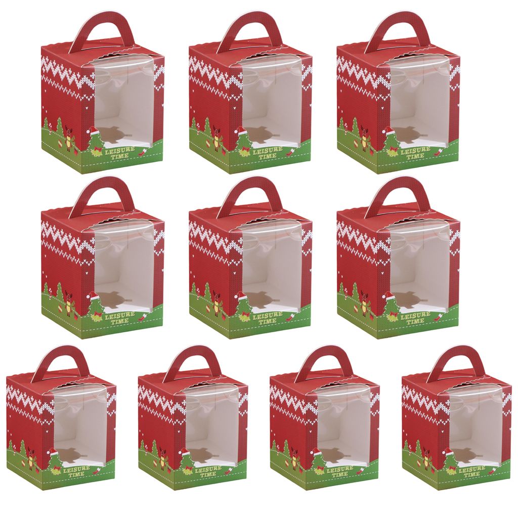 10 Stück 1/2/4/6 Raster Weihnachtsgeschenkbox, dekorative Handheld-Festival-Requisiten, weiße Karte, schicke Weihnachtsgeschenkbox für Weihnacht...