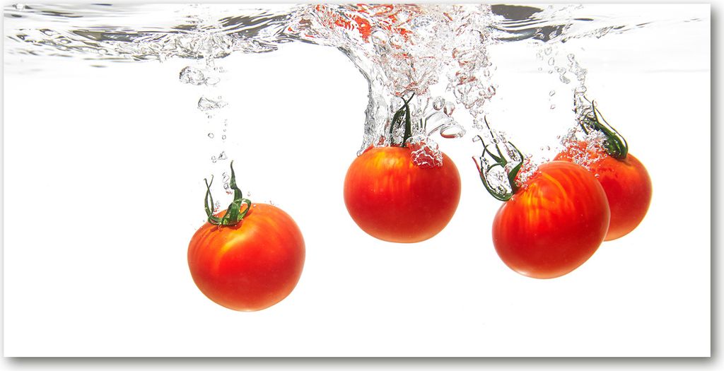 Tulup Küchenrückwand Spritzschutz aus Glas -100x50 -Spritzschutz auf gehärtetes GlasDeko Essen & Getränke Tomaten Wasser