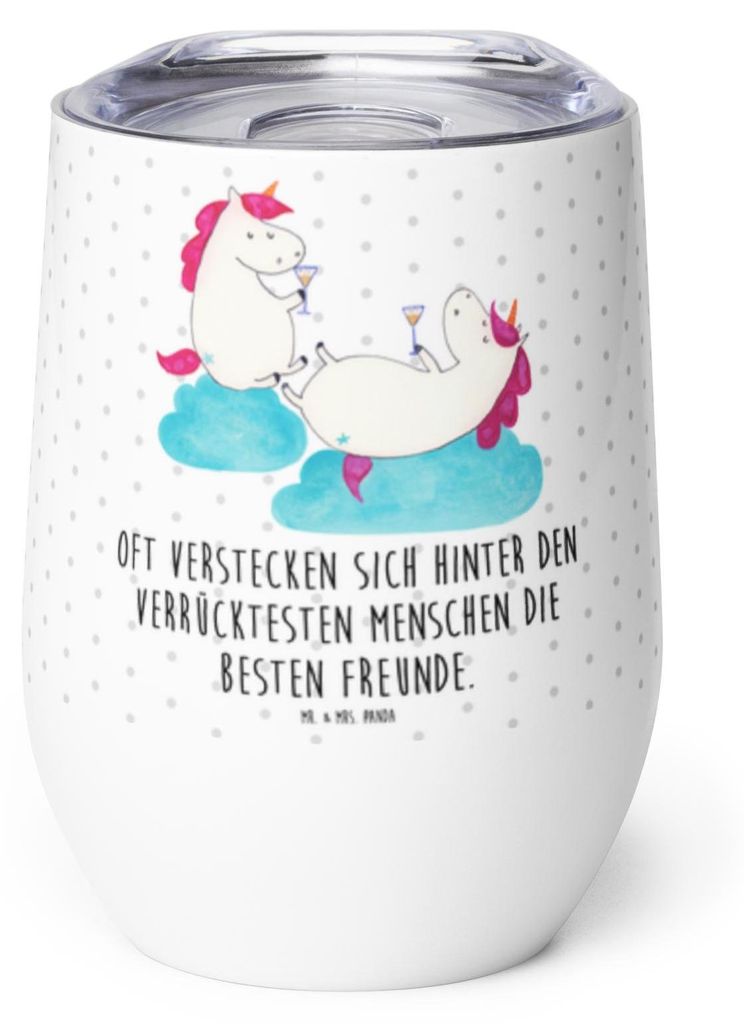 Mr. & Mrs. Panda Thermobecher Einhorn Sekt - Weiß - Geschenk, Isolierbecher, Einhörner, Mädelsabend, thermosbecher, kaffee tasse, Beste, Unicorn...
