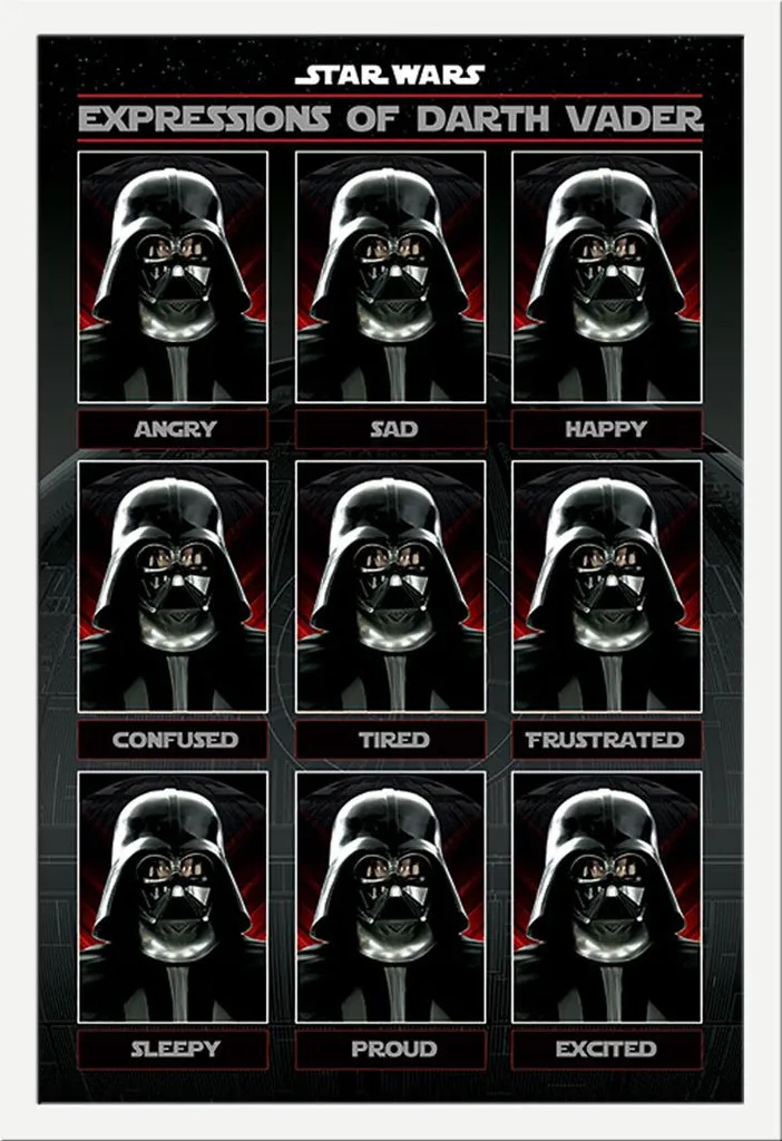 Poster Star Wars Dark Vador pour Déco Geek avec Cadre Blanc Shinsuke MDF