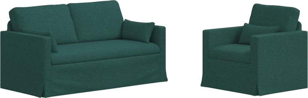 vidaXL Sofa Set 2 pcs Dunkelgrün 158 x 78 x 80 cm Stoff