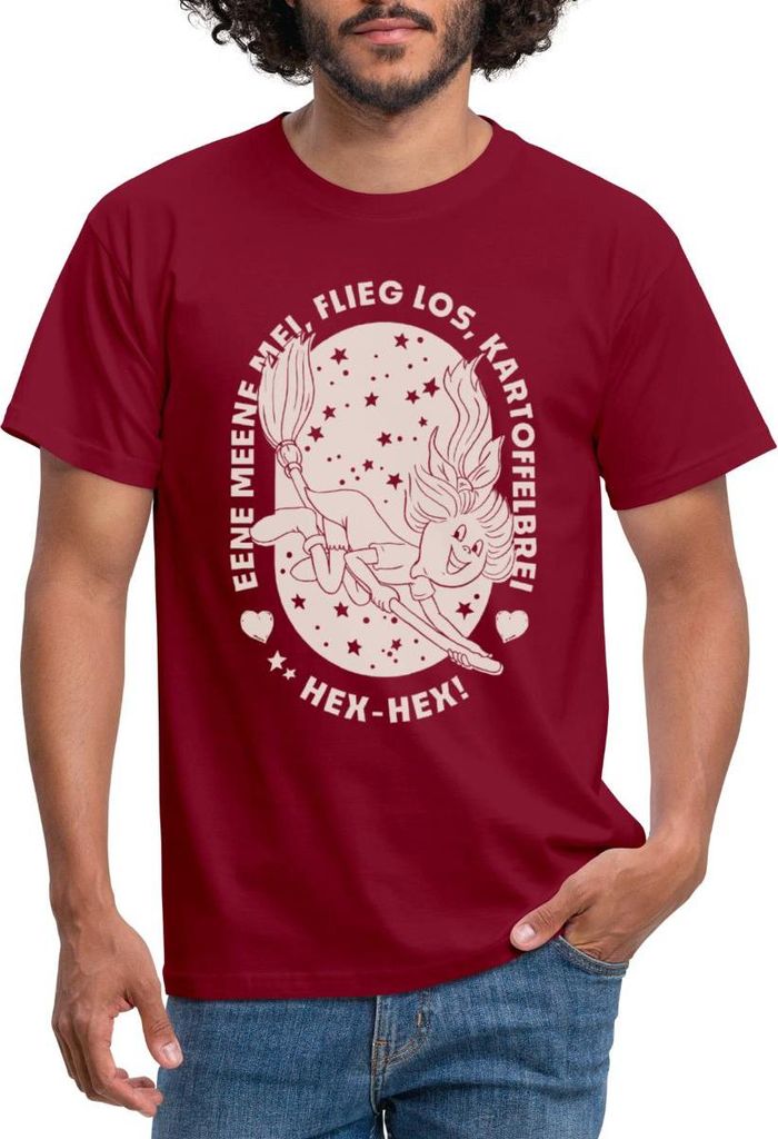 Spreadshirt Bibi Blocksberg Bibi Auf Kartoffelbrei Mit Zauberspruch Männer T-Shirt, M, Ziegelrot