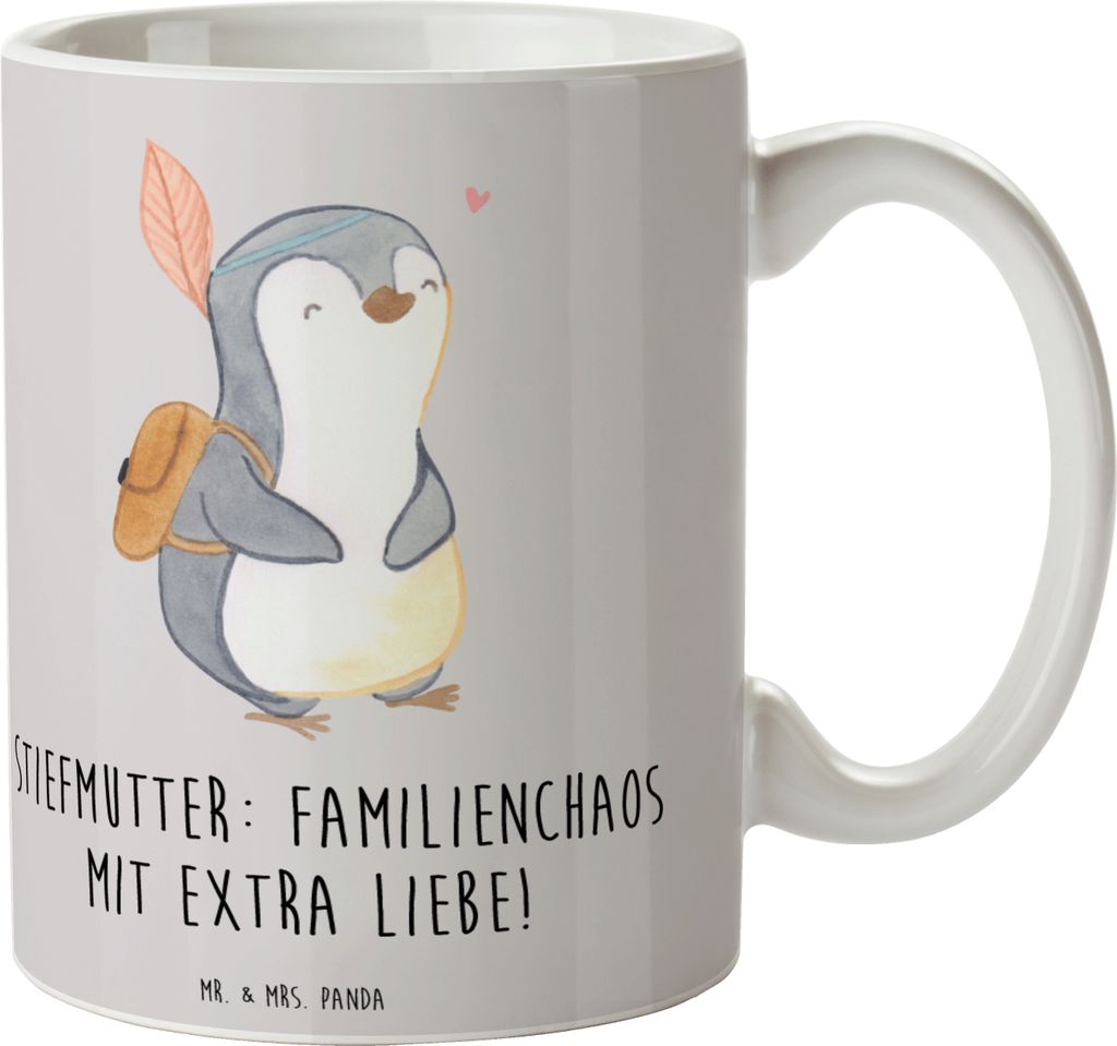Mr. & Mrs. Panda Tasse Stiefmutter Liebe - Grau Pastell - Produktbild 