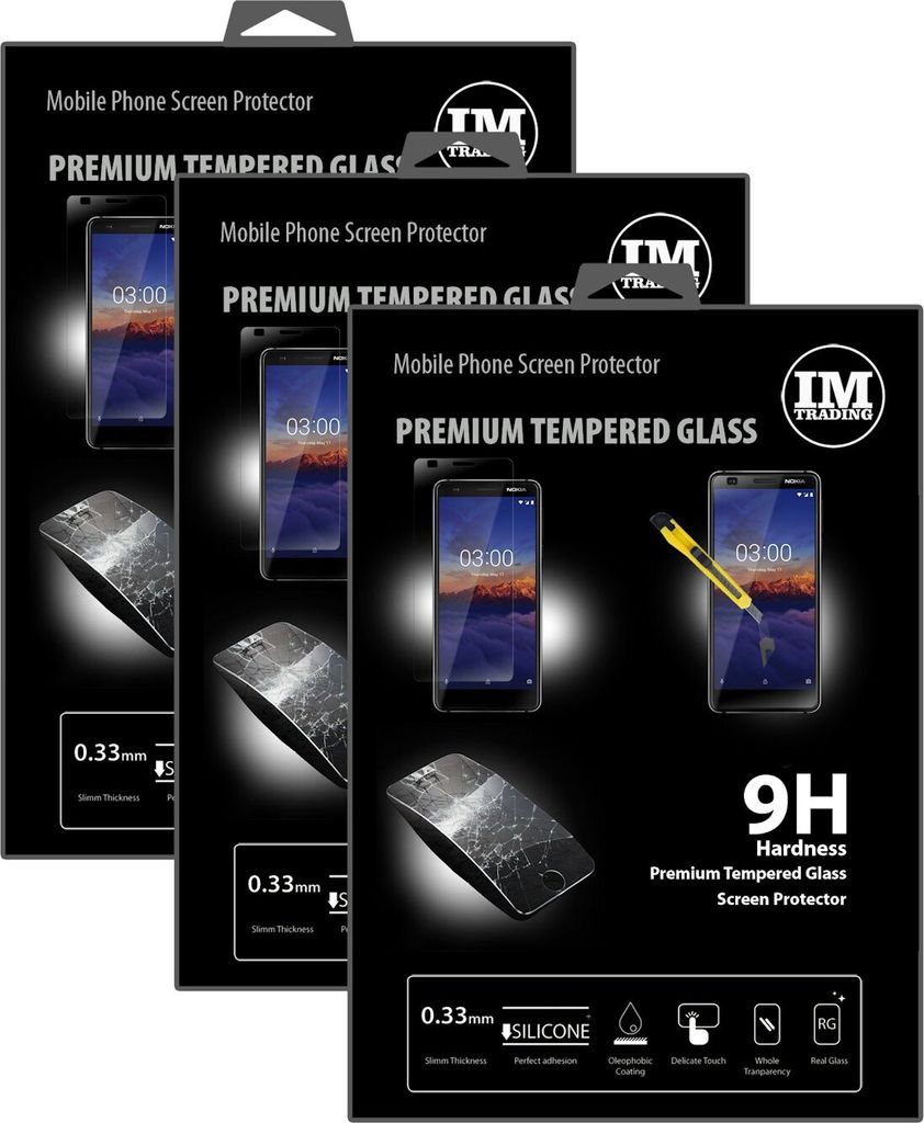 3x Nokia 3.1 2018 Panzerglas  Handy Panzerglasfolie 9H Produktbild 