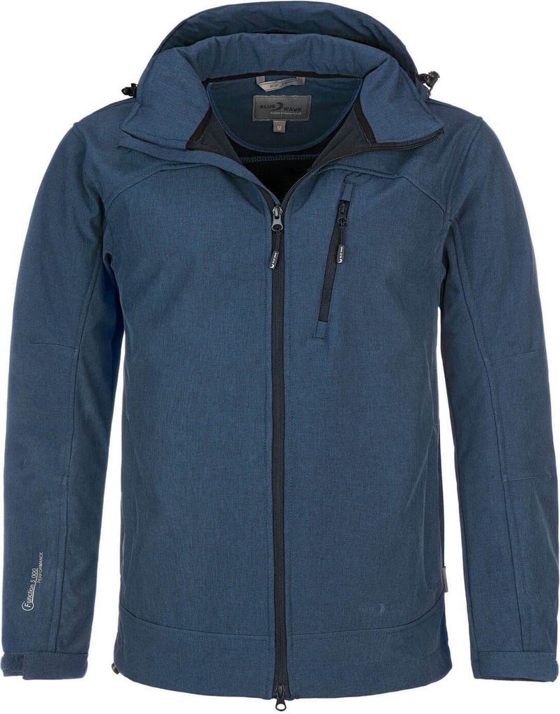 Blue Wave Herren Softshelljacke Bent - Outdoor-Jacke Übergangsjacke Jacke mit abnehmbarer Kapuze in Blue Nights Größe M