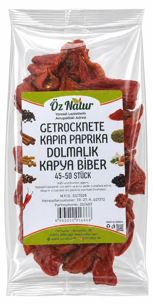 Öz Natur | Getrocknete Kapia Paprika 50 Stück Produktbild 