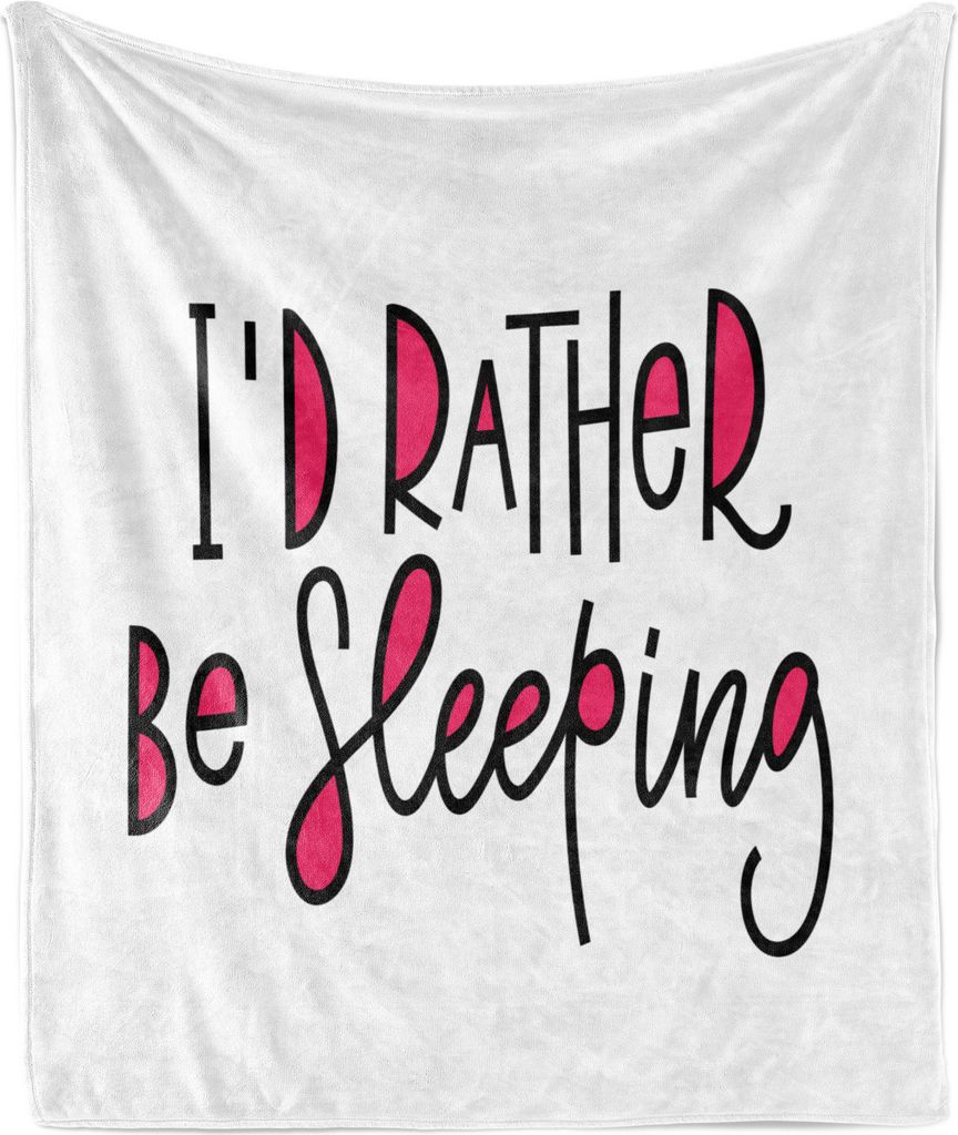 ABAKUHAUS Schlaf Weich Flanell Fleece Decke, Ich würde eher Zitat Beschriftung Kalligraphie Inspiration Doodle Design Schlafen, 175 x 230 cm, Schw...