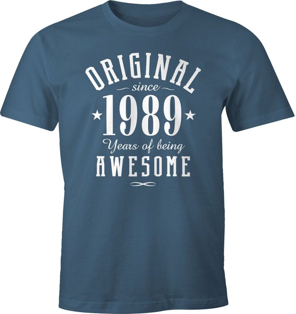 Herren T-Shirt Geburtstag anpassbarer Jahrgang Retro College Stil Geschenk für Männer MoonWorks denim 3XL