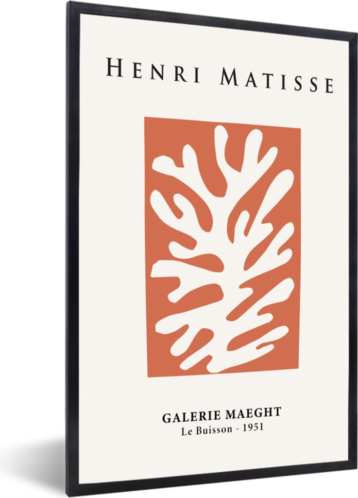 MuchoWow Gerahmtes Poster Abstrakt - Alte Meister - Rot - Henri Matisse 60x90 cm - Poster mit Schwarzem Bilderrahmen Wandposter Rahmen Foto Bilde...