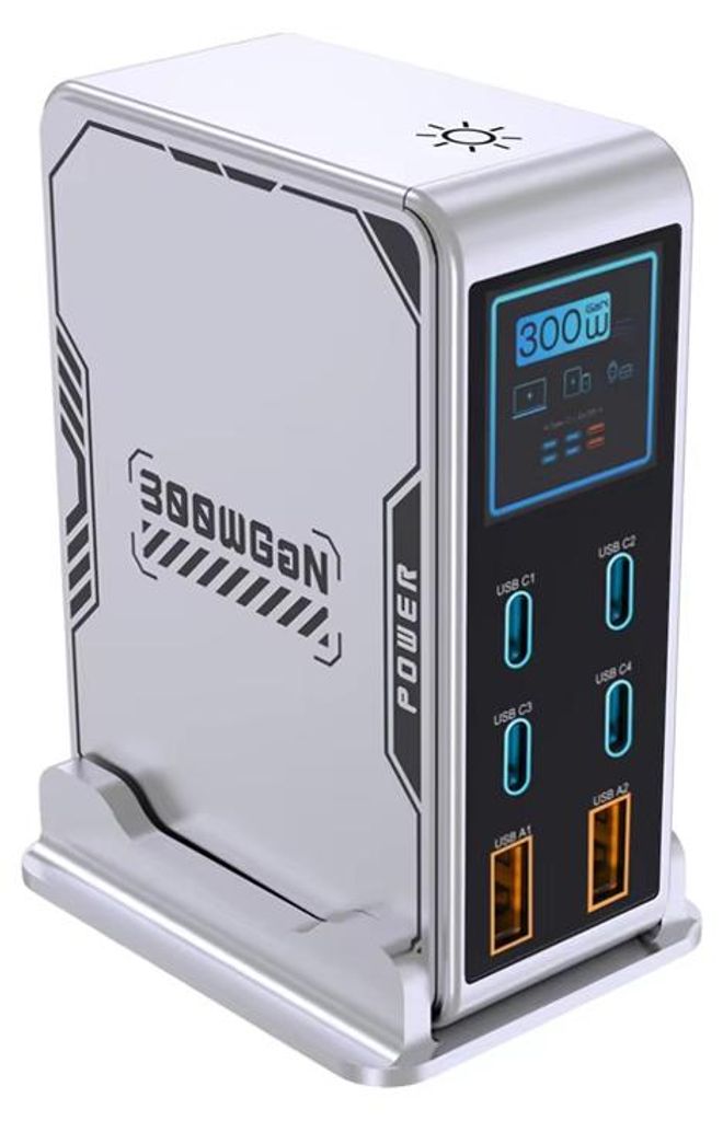 Ładowarka GaN 300W USB-C, 6-portowa ładowarka szybka z Zdjęcie produktu 
