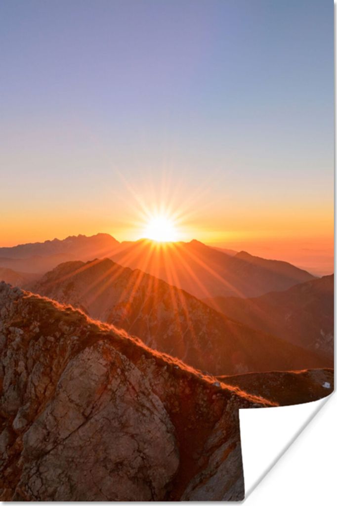 MuchoWow Poster Berg - Landschaft - Sonne 120x180 cm - Kunstposter