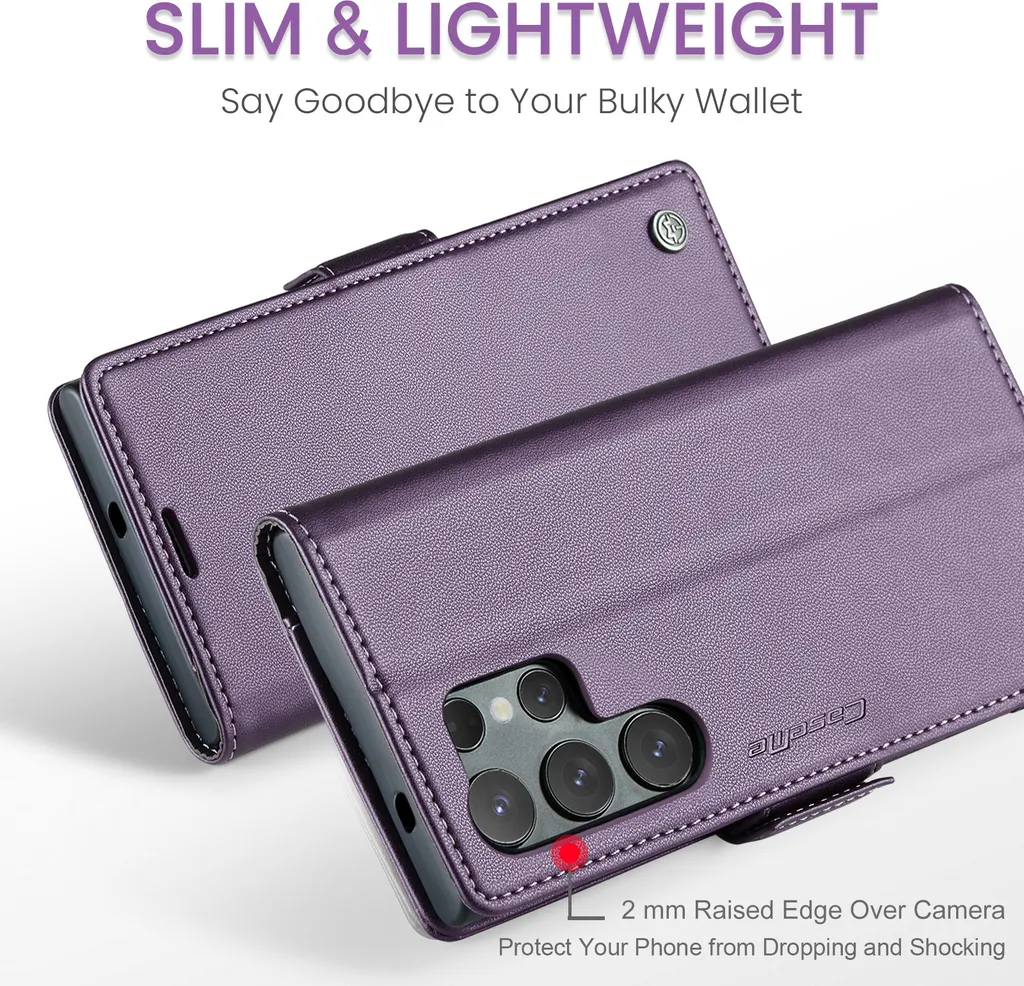 Custodia Samsung S25 Ultra Pelle Viola: RFID e Supporto Video - 3