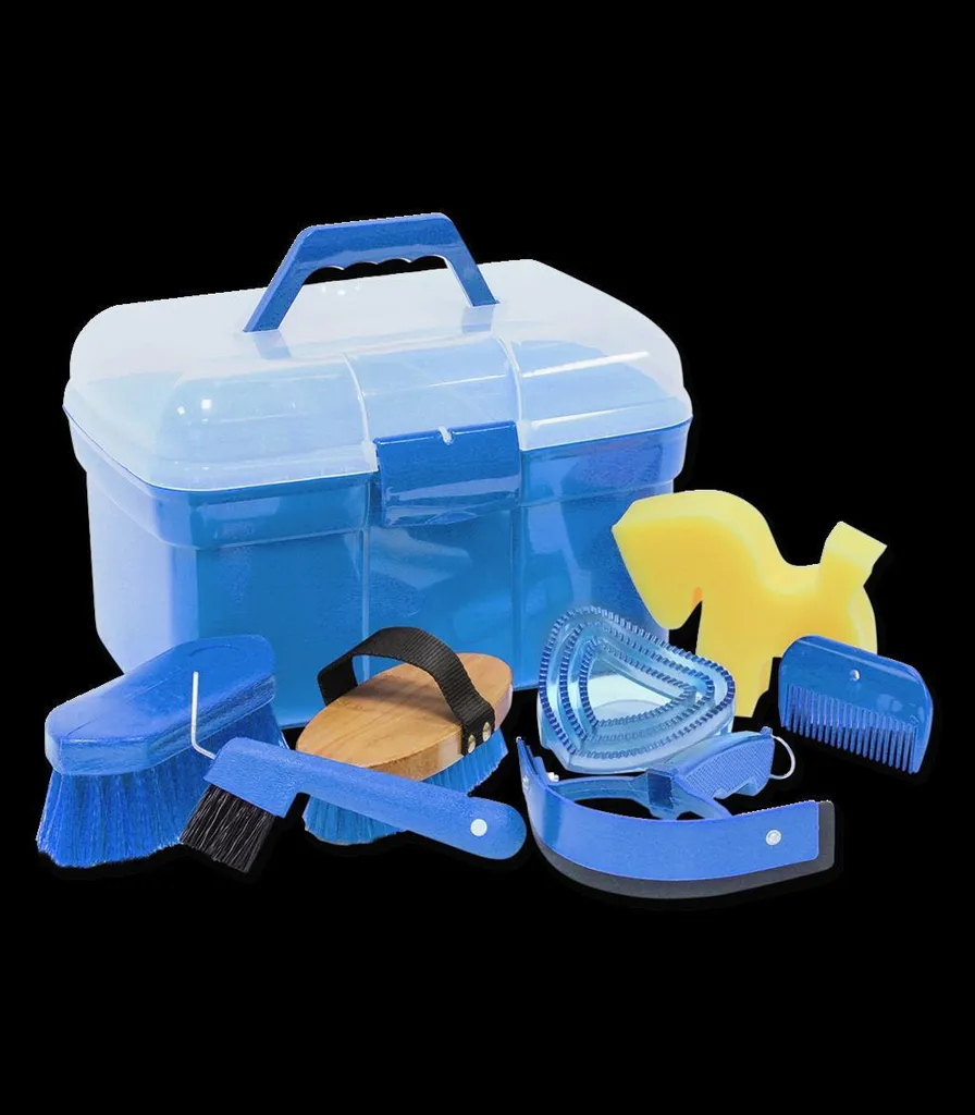 Trousse de pansage Waldhausen robuste et spacieuse coloris bleu azur