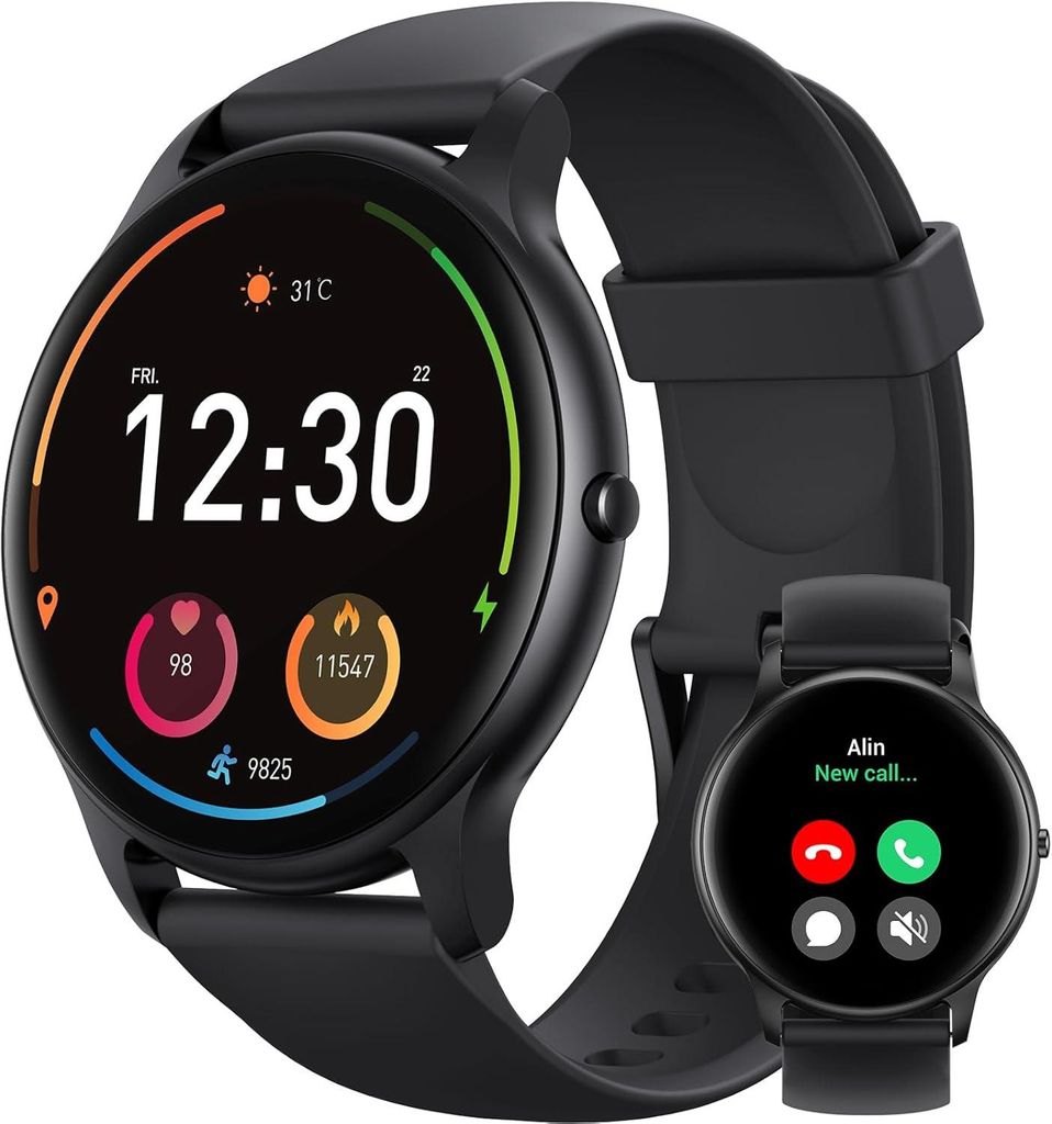 Parsonver Smartwatch mit Bluetooth-Telefonie, 100+ Sportmodi, Schlaf- & Herzfrequenzmessung, IP68, 1.32" HD Display, Fitnessuhr Damen & Herren