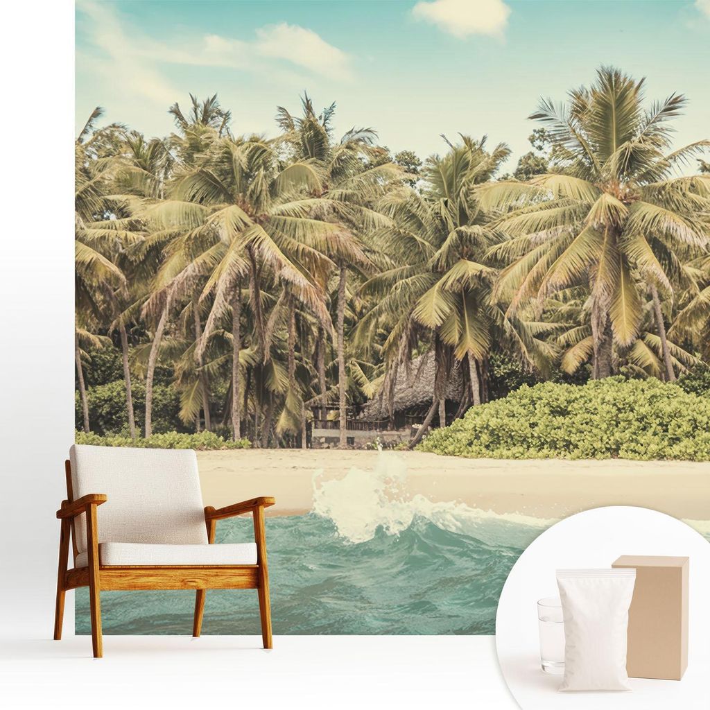 Fototapete - 250x250 cm - Tapete - Wandtapete - Wandbilder - Dekofolie - Tapete Folie - Wand - Dekoration - Wohnzimmer - Tropischer Strand