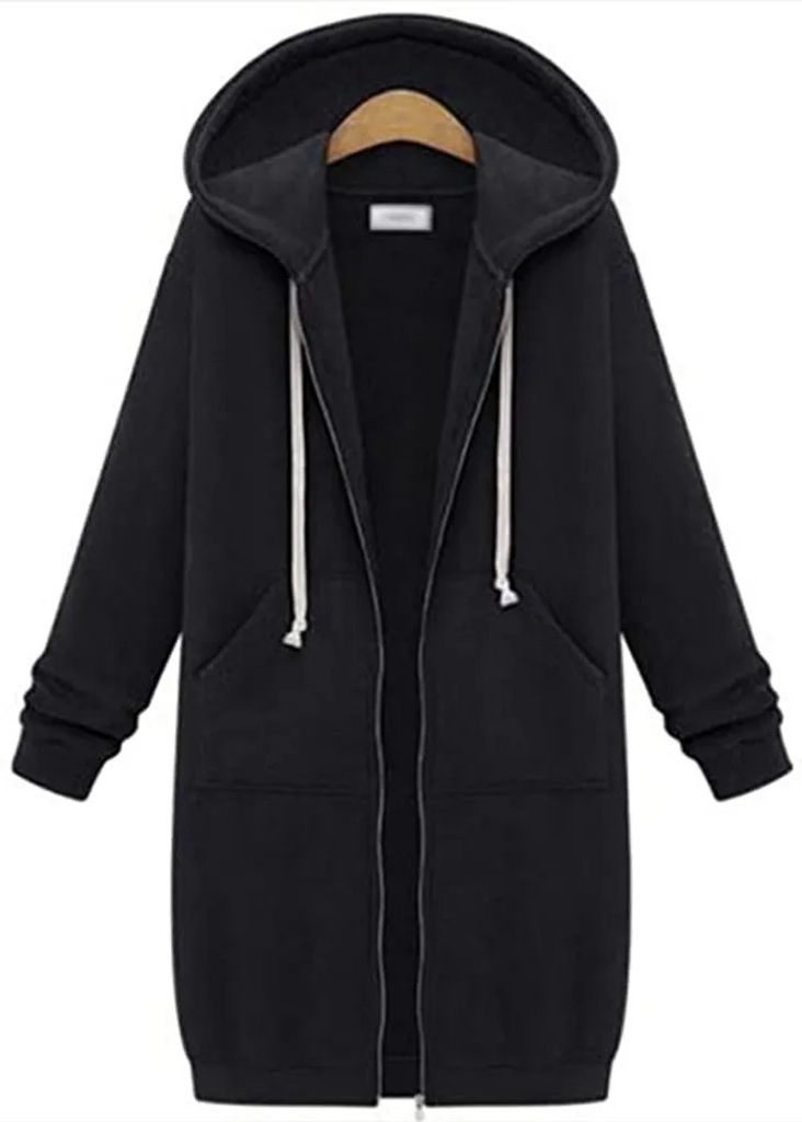 Sweatjacke Zip Hoodie Kapuzenjacke Long Jacke Langarm Steppjacke MäntelJacke Warme Parka Kapuzenpullover Outwear S-5XL/36-50