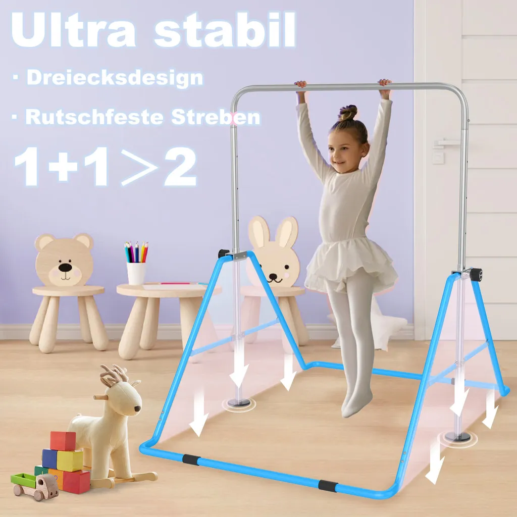 Barre De Gymnastique Enfant Réglable – 5 Hauteurs, Charge 150 Kg, Pliable, Intérieur/extérieur