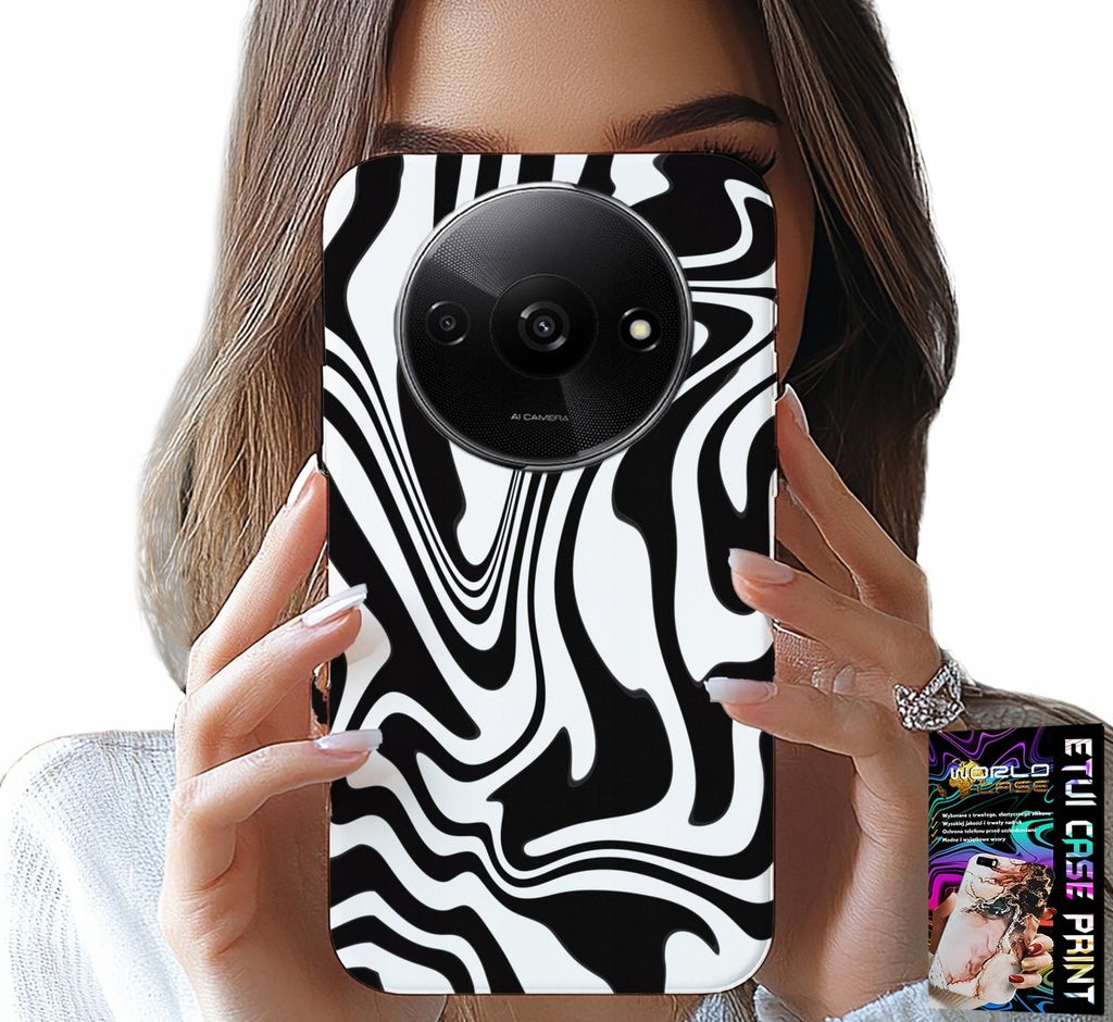 Etui Für Xiaomi Redmi A3 - Schwarz Und Weiss Abstrakt + Hartglas
