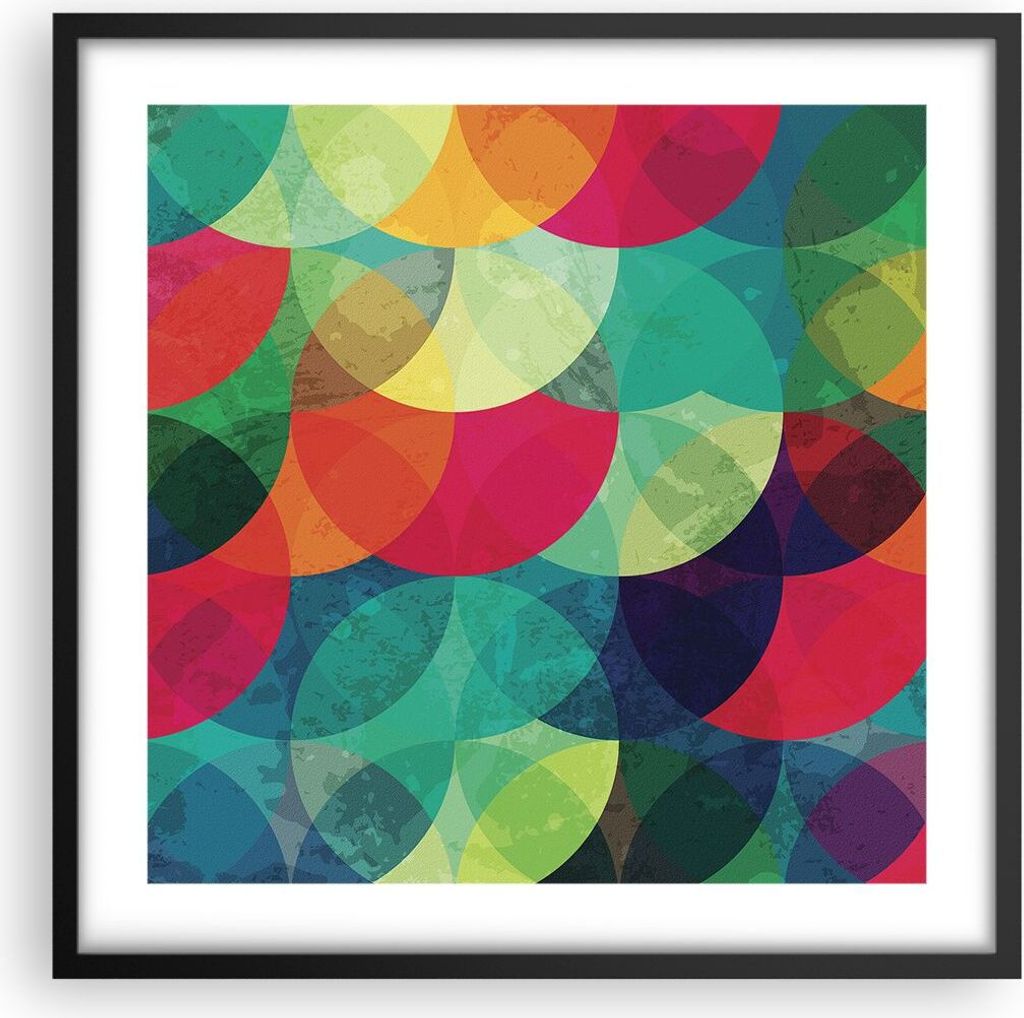 Gerahmtes Poster - Schwarzer Rahmen - Farben Räder Abstraktion - 50x50 cm - Wand Bild - Wanddeko - Wandbilder - Kunstposter - Wandposter - Bilderr...