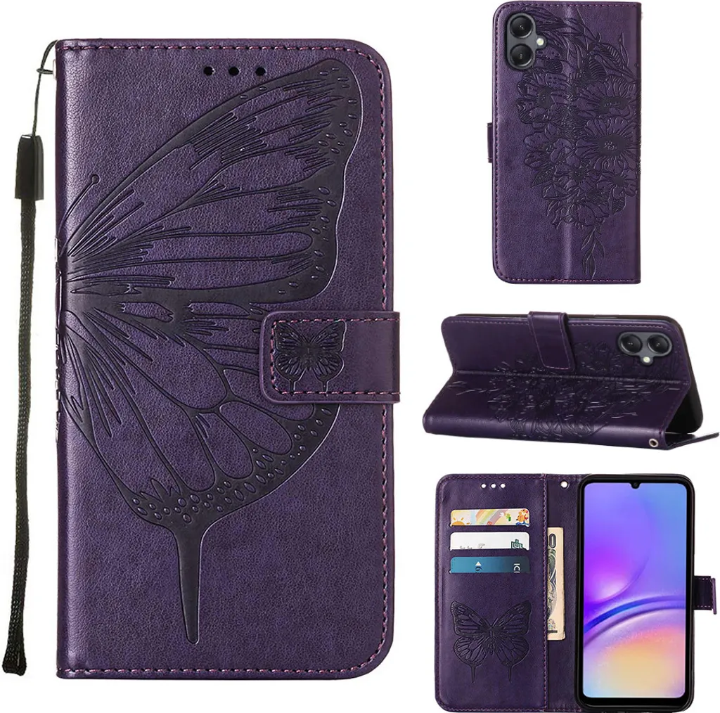 Custodia Samsung A05 con Supporto e Porta Carte | Cover Viola Robusta