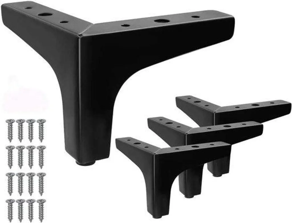 Pied de meuble design 10cm en acier noir lot de 4 pour table et buffet