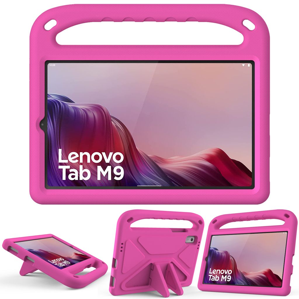 Kinder-Hülle Für Lenovo Tab M9 2023 (9 Zoll) - Stoßfest Mit Griff & Schultergurt, Rosa