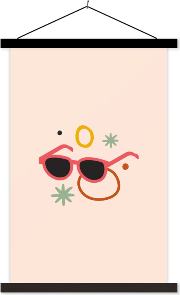 MuchoWow Textilposter Sonnenbrillen - Sommer - Sterne 40x60 cm mit schwarzem Rahmen - Wanddekorationen