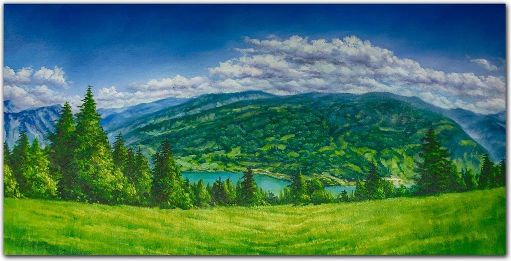 Coloray - Bild aus Glas - Glasbilder - 100 x 50 cm - Wanddekoration Wohnzimmer Glasblock mit Bild Gehärtetes Glas Dekoration Küche - Waldlandscha...