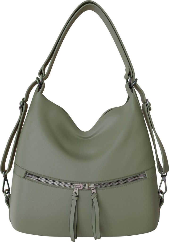 Damen Shopper Tasche groß Hobo Bag – vegane Leder Schultertasche mit Rucksackfunktion, 34x36x12 cm, geräumige Umhängetasche für Alltag & Bür...