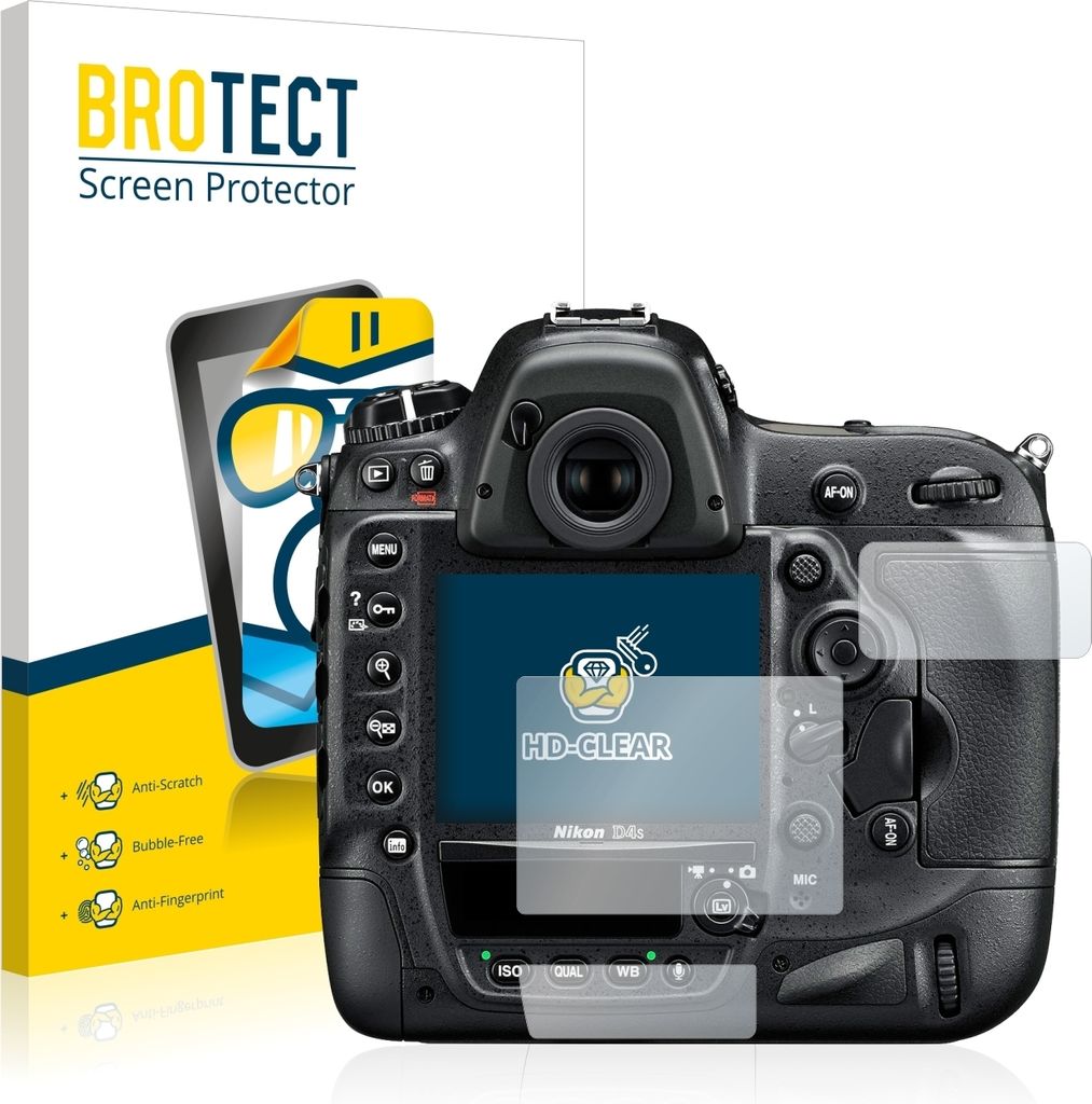 2x Für Nikon D4S Schutzfolie BROTECT Displayschutz Display Schutz Folie Klar Transparent