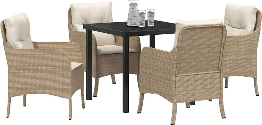 Garten Essgruppe mit Kissen 5 pcs Beige Poly-Rattan