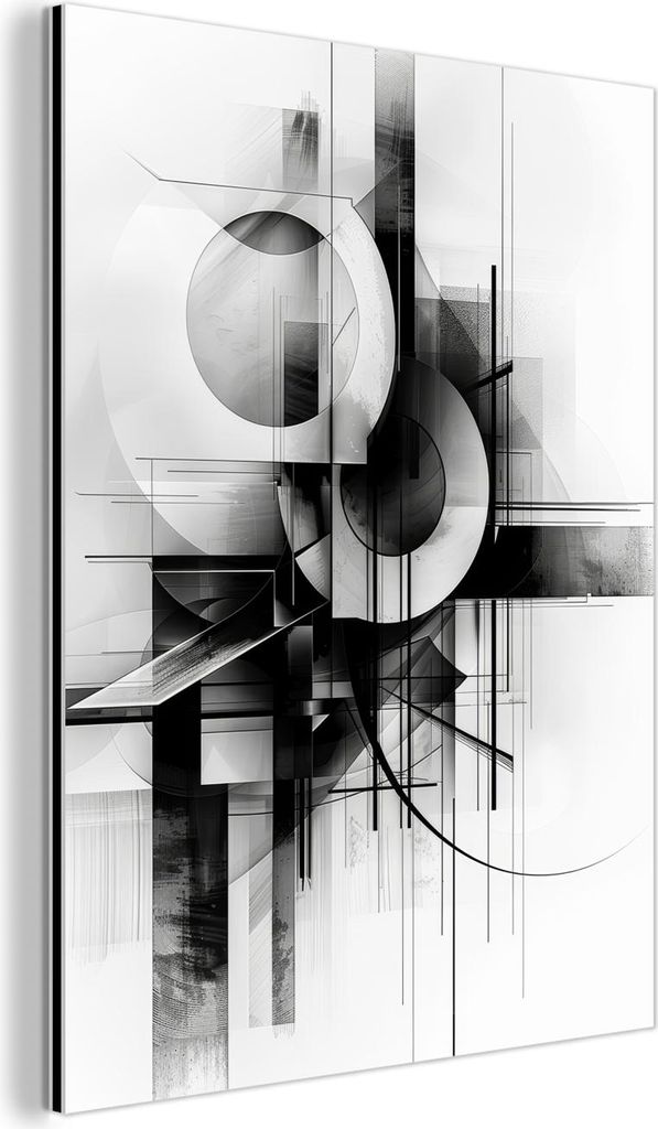 MuchoWow Wanddekoration Metall Metallbild Wandkunst 60x80 cm Abstrakt - Kunst - Modern - Schwarz und weiß MuchoWow Aluminium Gemälde - Wanddekora...