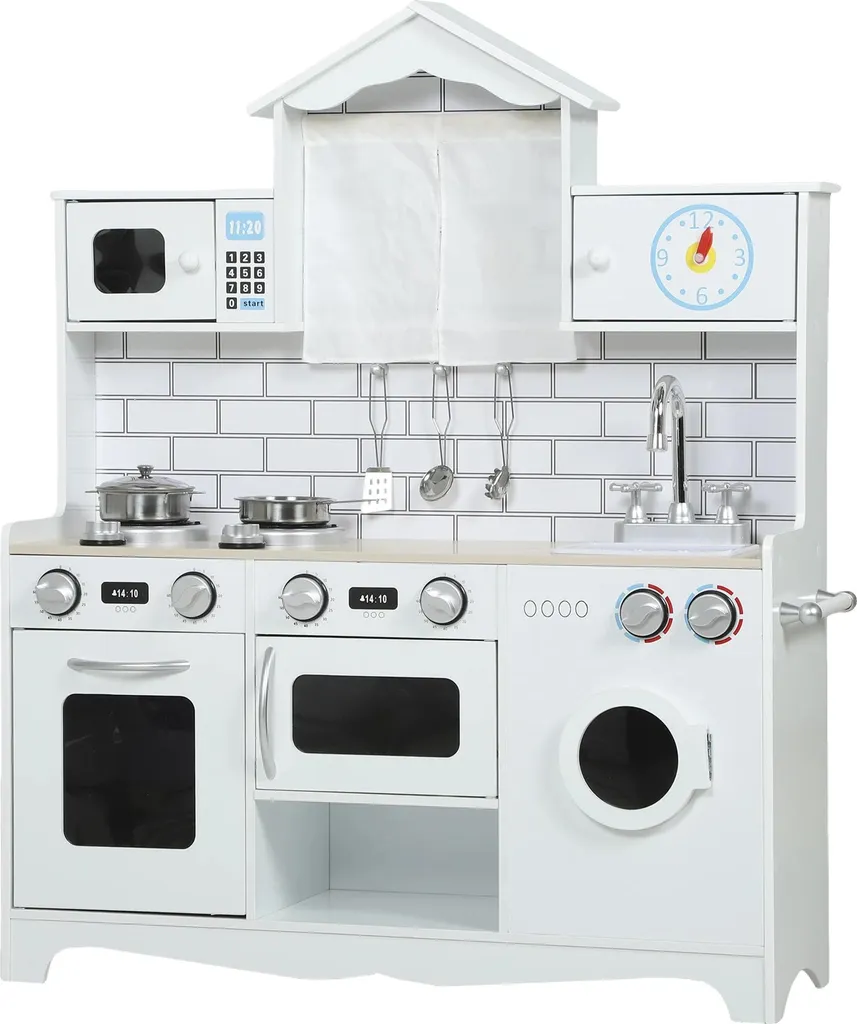 Jouet de cuisine pour enfant en bois blanc - Cuisine d'imitation en MDF