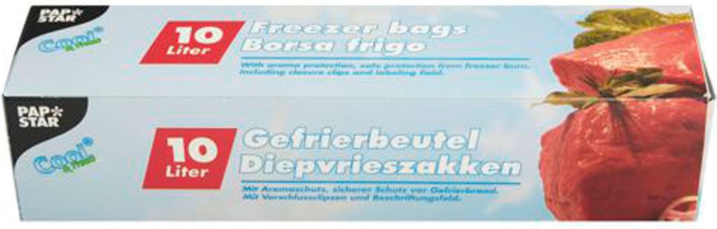 Papstar Gefrierbeutel, LLDPE 10 l 60 cm x 40 cm in Faltschachtel, 12 x 24 Stück