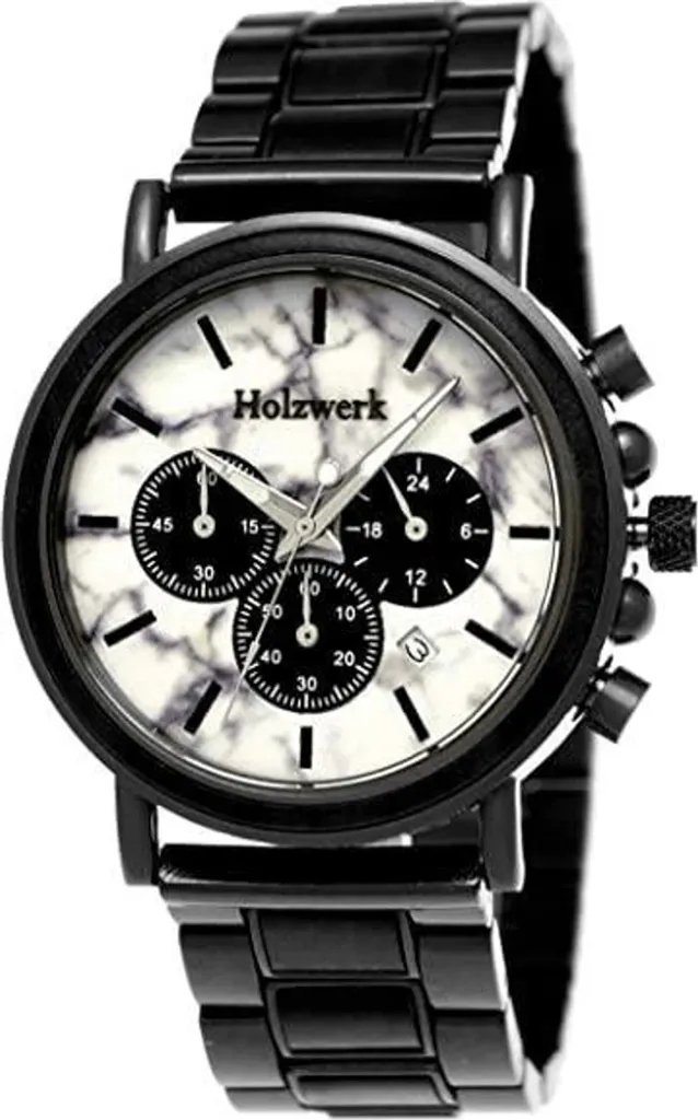 Holzwerk BERCHING Montre Chronographe Homme en Acier et Bois Gris