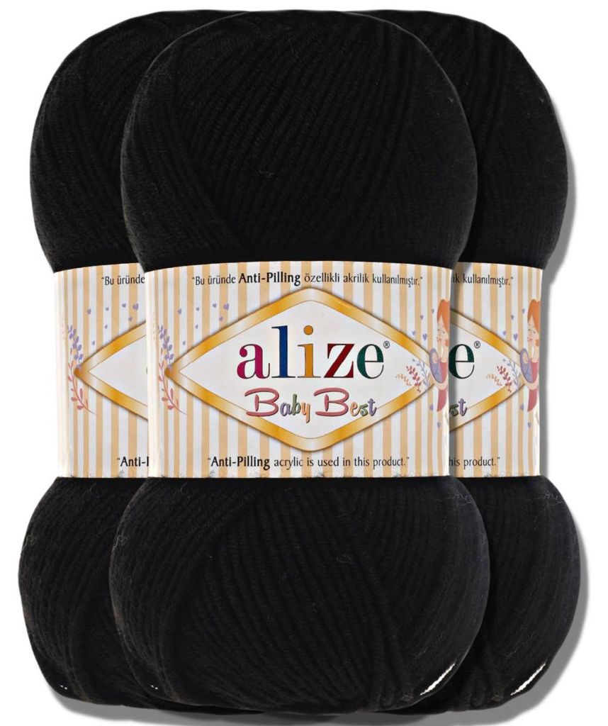 Alize 3x 100 g Baby Best Lana, antipilling, tinta unita, Immagine del prodotto 