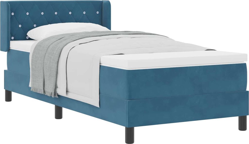 Boxspringbett mit Kopfteil Dunkelblau 200 x 90 cm Samt