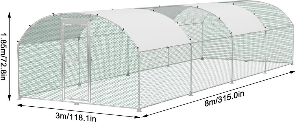 TRMLBE Poulailler 3x8 m Poules Enclos arc toit Acier Image du produit 