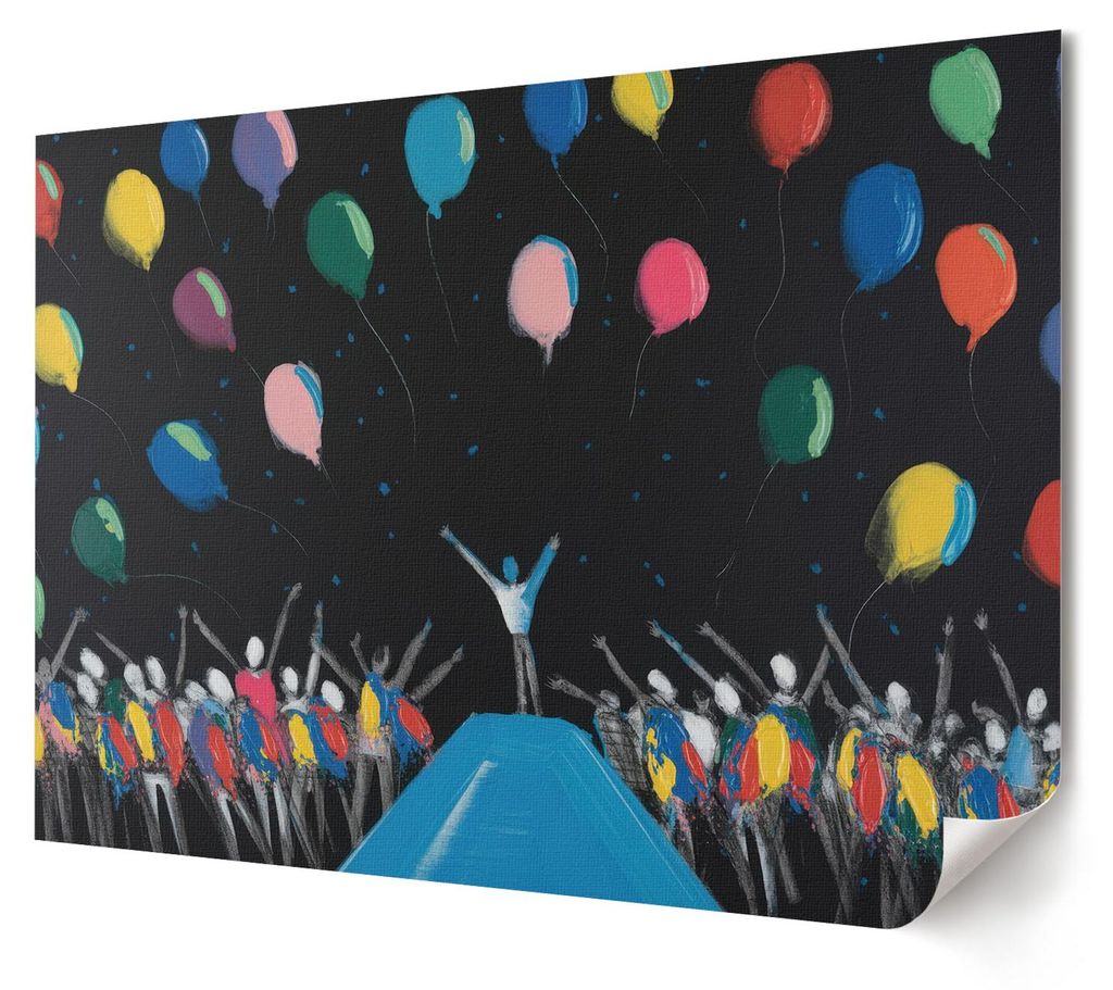 Farbenfrohe Freude - Kunstdruck A4 - Malerei- Wandbild für Wohnzimmer Schlafzimmer & Flur, Modernes Poster Wanddeko, Ungerahmt