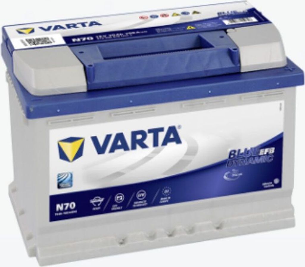 A Varta N70 Blue Dynamic Autobatterie 70Ah 12V car battery is shown against a white background.