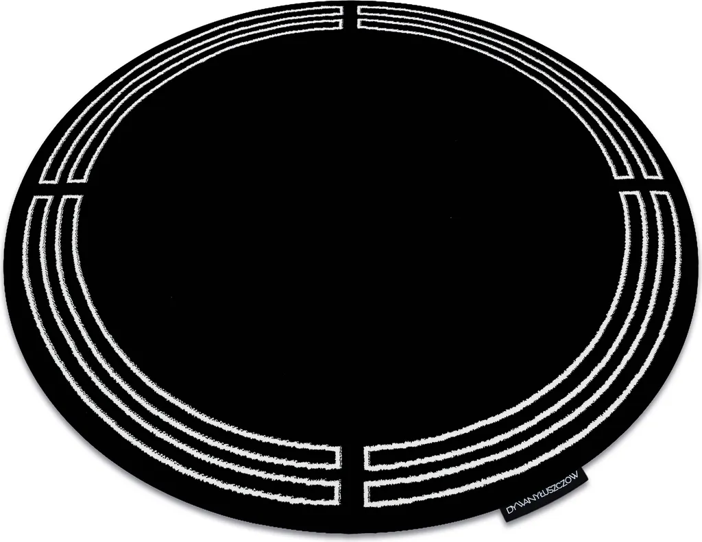 Grand tapis de salon rond noir HAMPTON 140cm pour décoration moderne