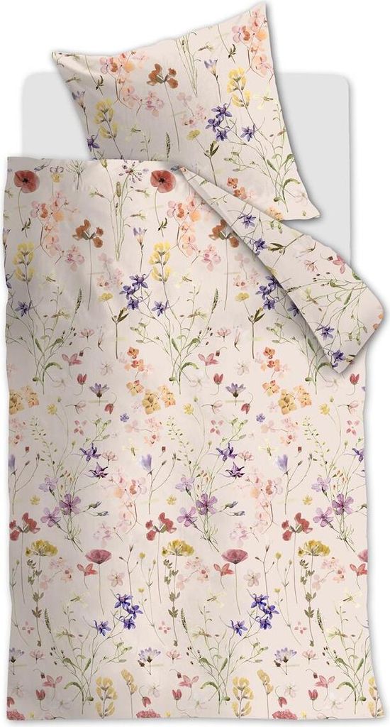 Beddinghouse Baumwoll- Bettwäsche-Garnitur Flowerlove Farbe Sand Größe 155x220+80x80