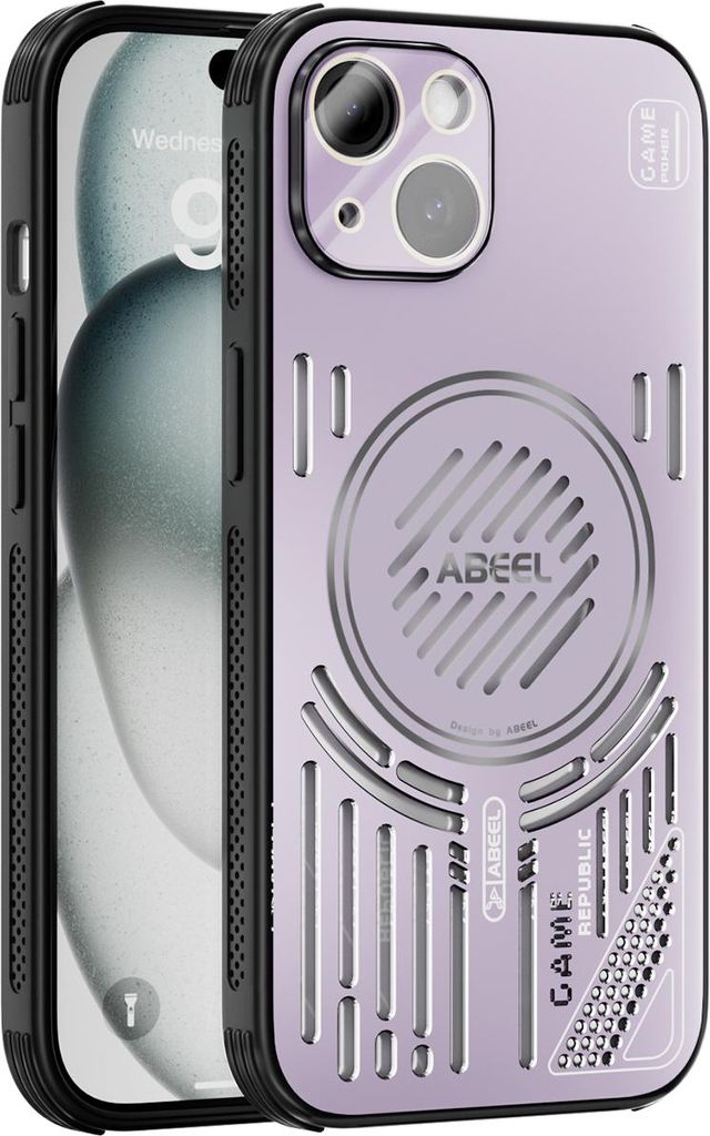 Magnetische Hülle für iPhone 13 mit Linsenabdeckung, Aluminium Stoßfestes Schutzhülle mit Wärmeableitung Lila