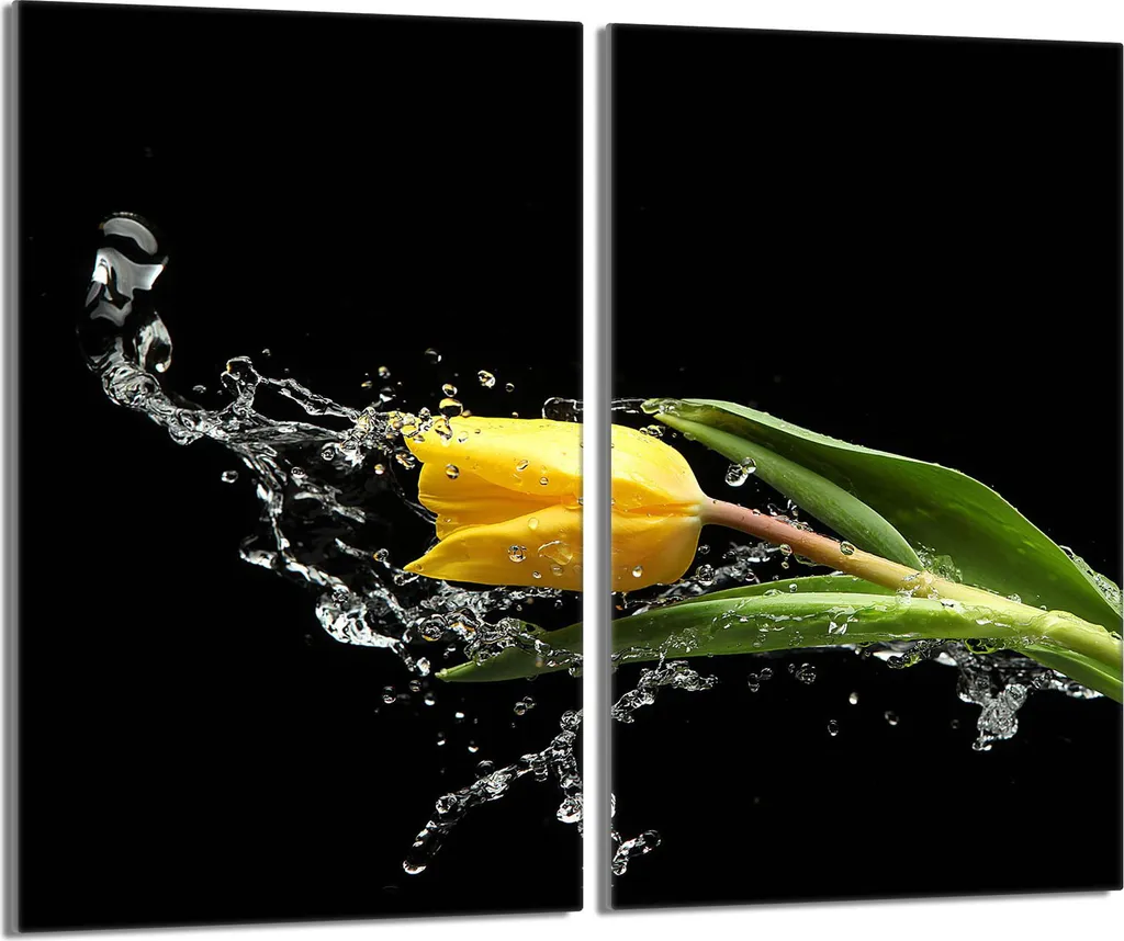 Piastre Vetro Temperato 30x52 per Copri Piano Cottura | Nero Tulipano 2pz