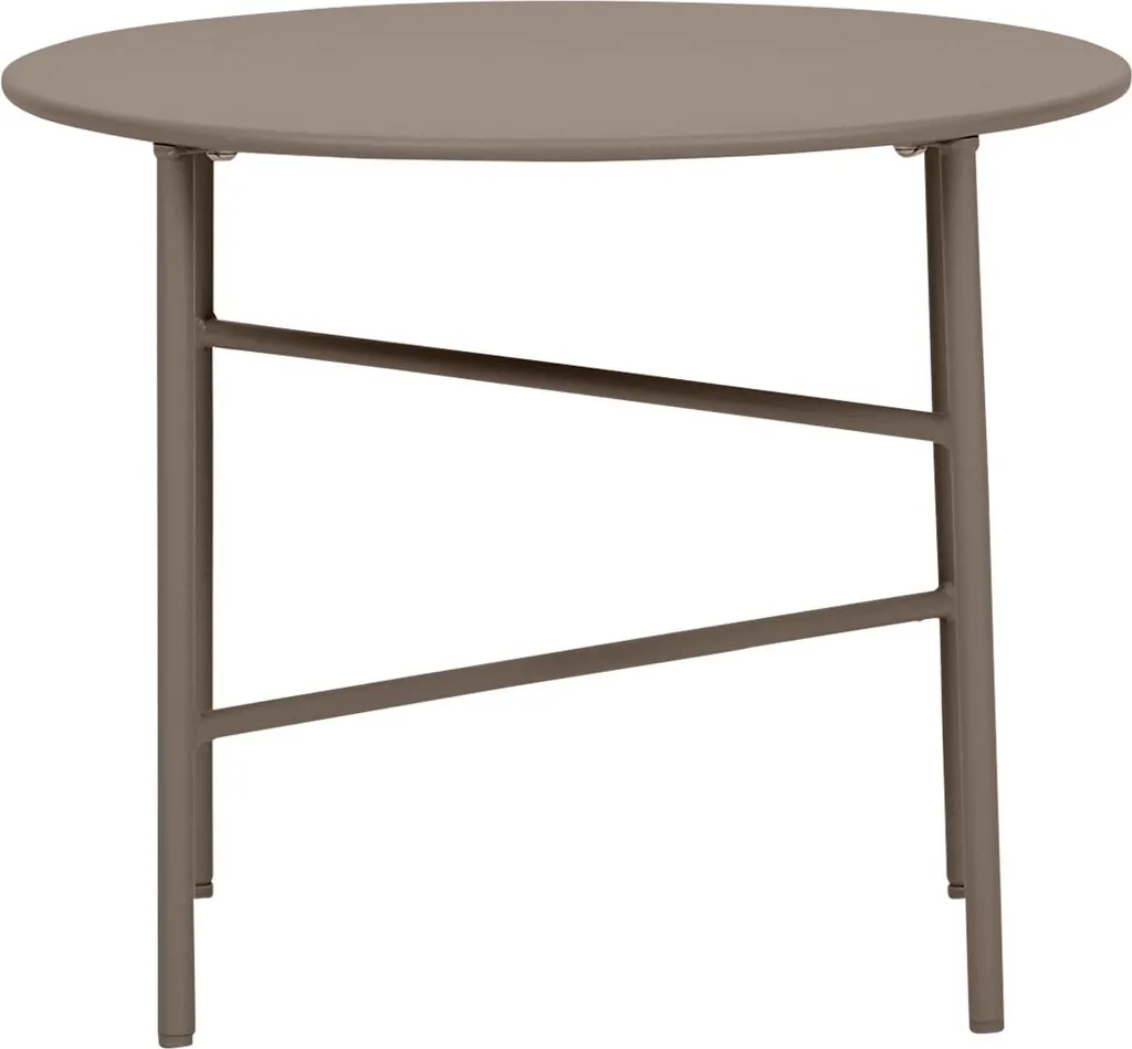 Petite Table Basse Extérieure Ronde Ø50cm Aspect Noyer pour Terrasse