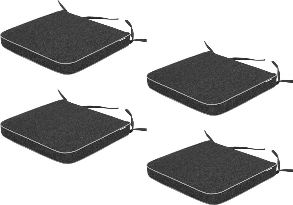 Gartenkissen-Set Masza – 4er-Set (je 48×45 cm), abnehmbarer Bezug, wetterfest, beidseitig nutzbar, mit Bändern & Gummizug | PillowPrim