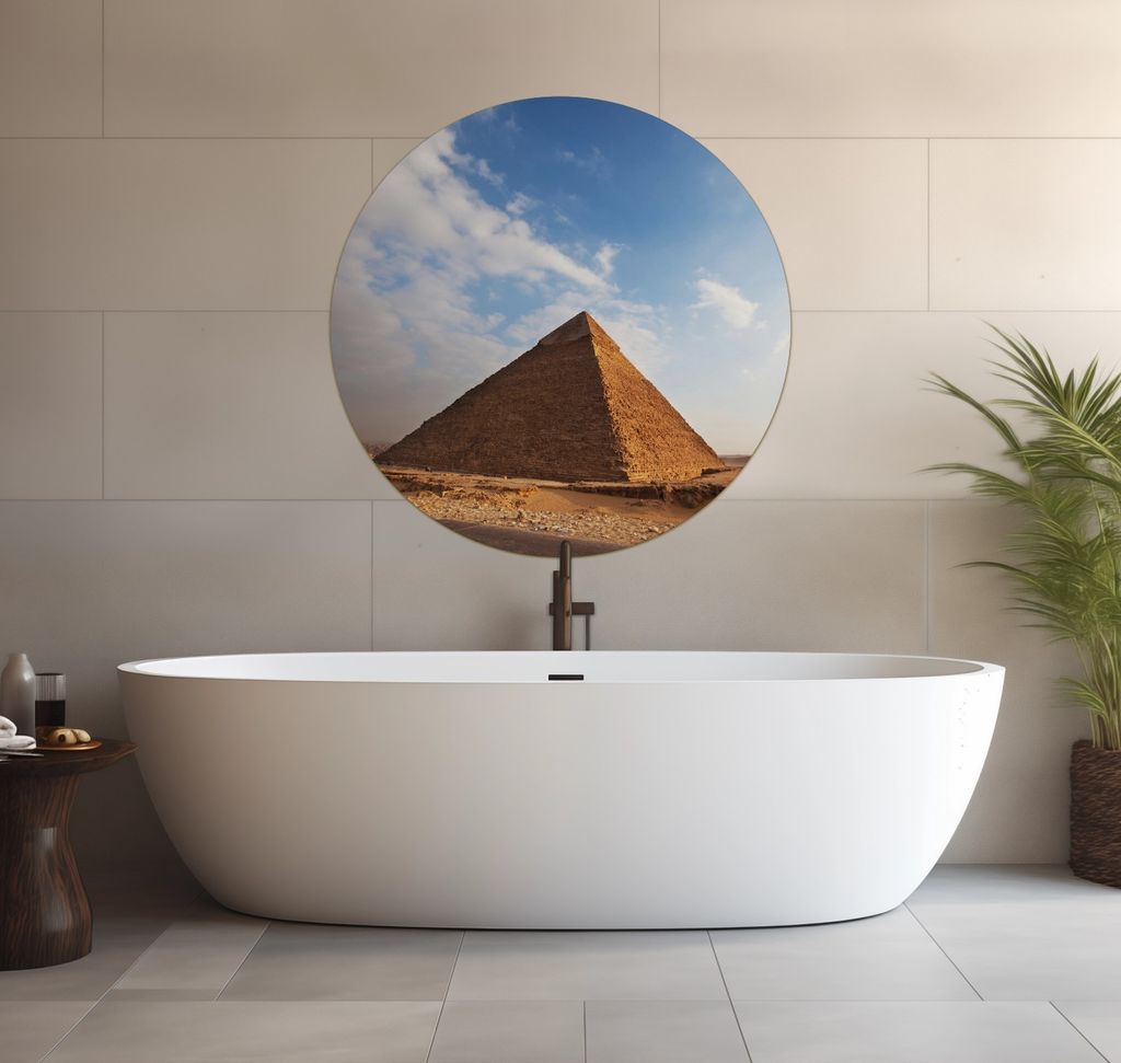 Wallario wasserfestes Poster selbstklebend 90 x 90 cm, Alte Pyramide in Ägypten, Badezimmerposter Spritzschutz mit Hochglanzoberfläche in Glasoptik