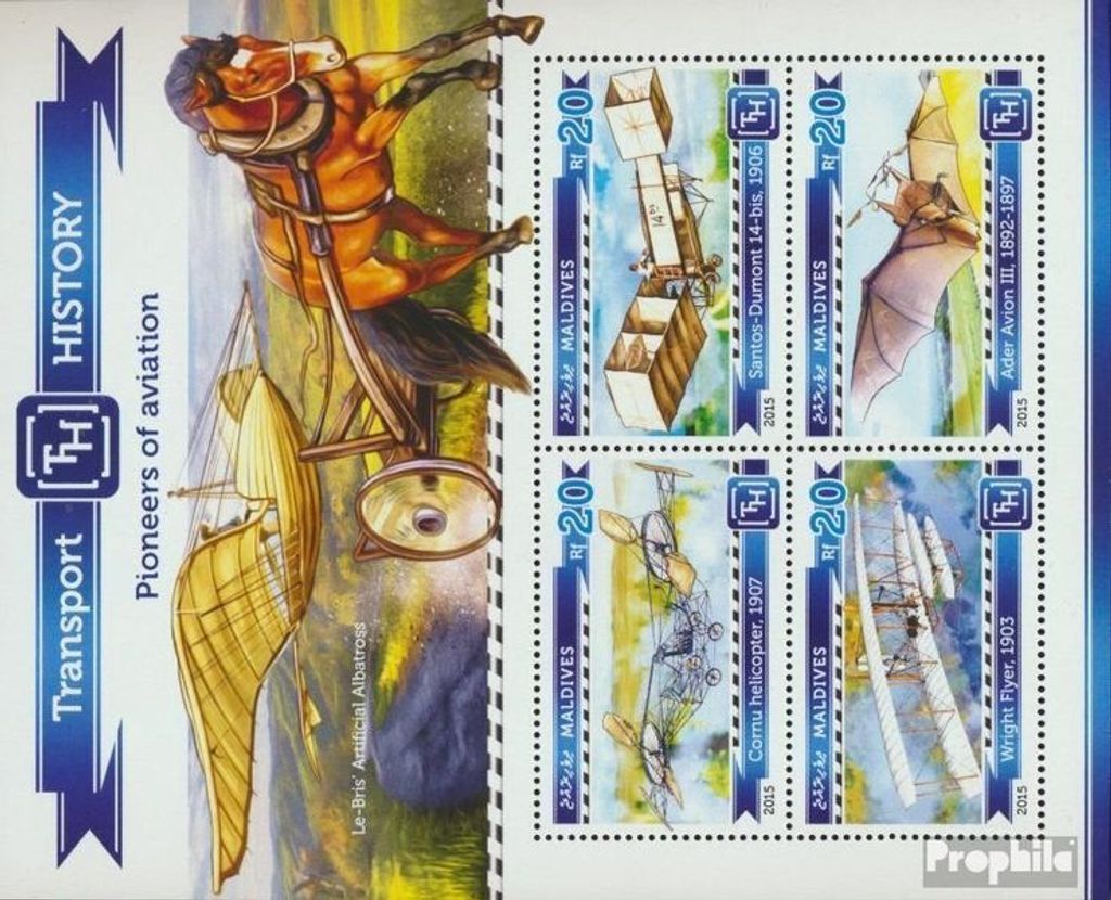 Briefmarken Malediven 2015 Mi 5505-5508 Kleinbogen (kompl. Ausg.) postfrisch Pioniere der Luftfahrt