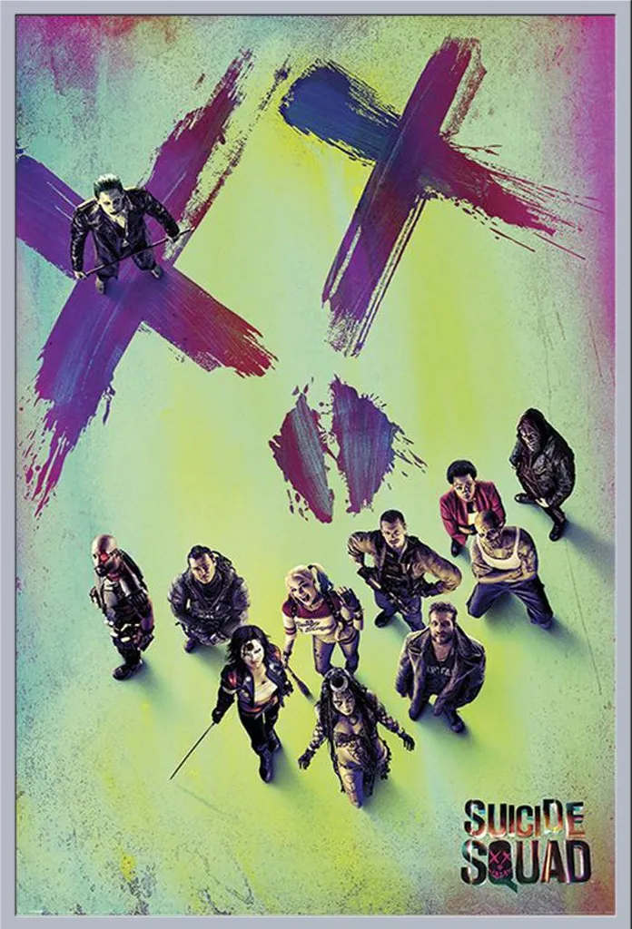 Poster Encadré Suicide Squad Face - Cadre Argenté Shinsuke 61x91.5 cm