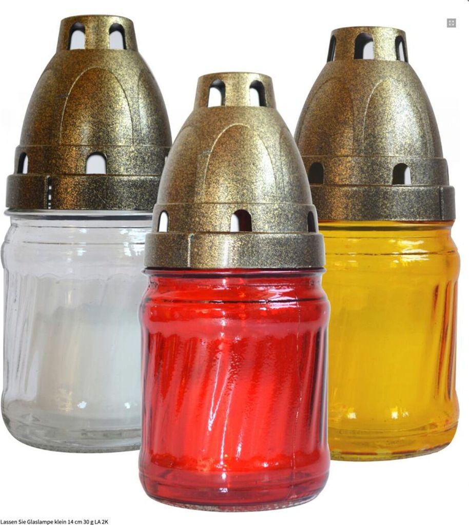 10x Glas Grablichter Kerzen Leuchte Friedhof Schmuck Laterne Dekoration Brenner